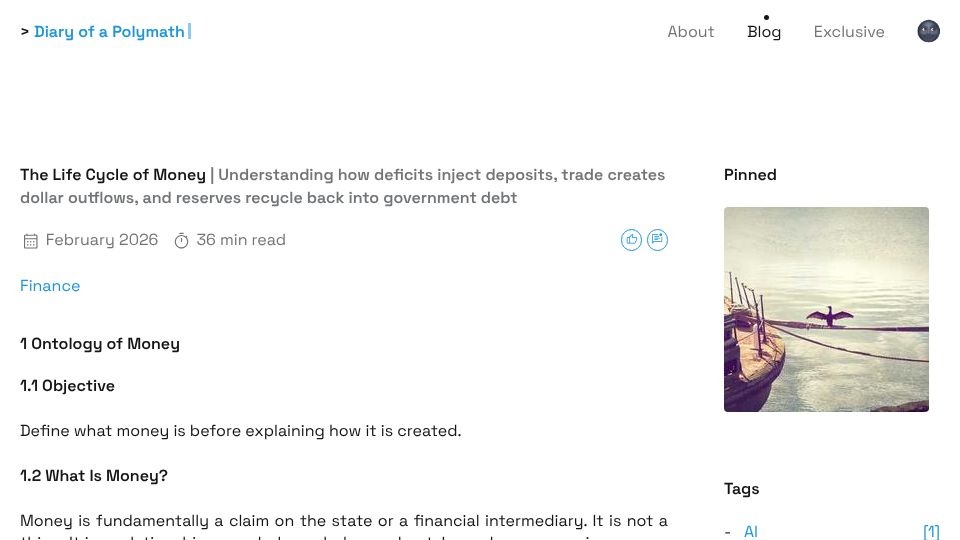 Screenshot of doap.metal.bohyen.space: The Life Cycle of Money