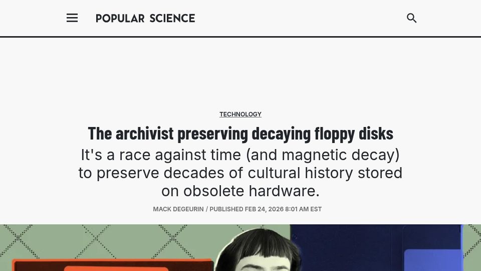 Screenshot of popsci.com: The archivist preserving decaying floppy disks