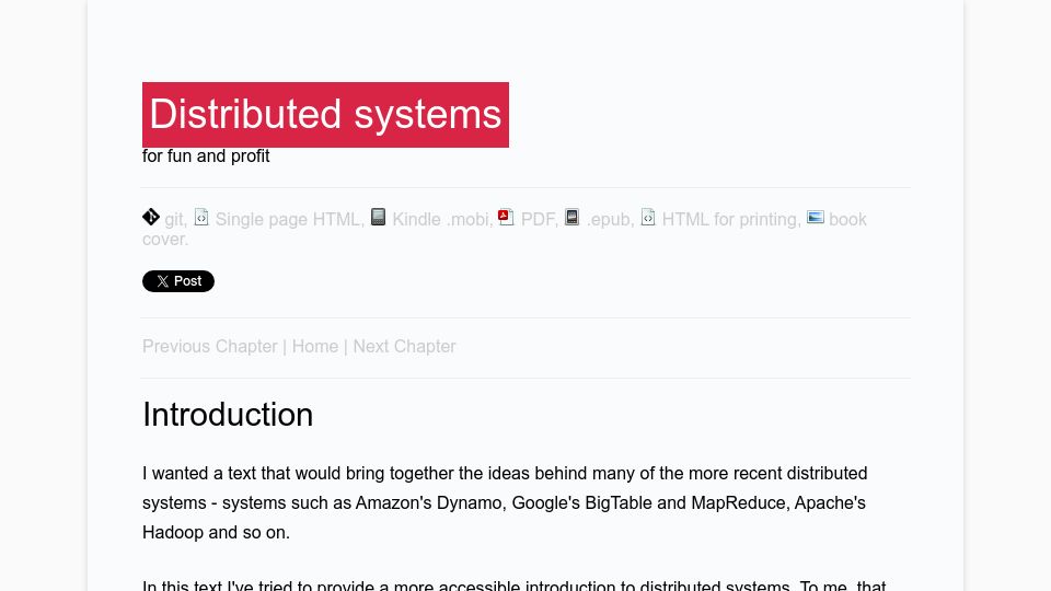 Screenshot of book.mixu.net: Distributed Systems for Fun and Profit
