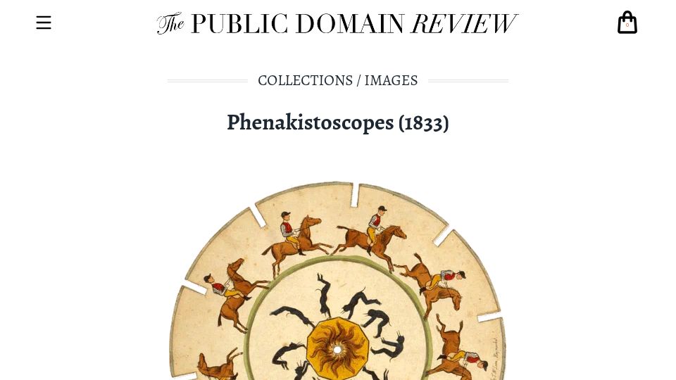 Screenshot of publicdomainreview.org: Phenakistoscopes (1833)