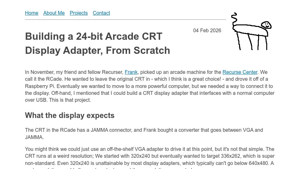 Screenshot of scd31.com: Building a 24-bit arcade CRT display adapter from scratch