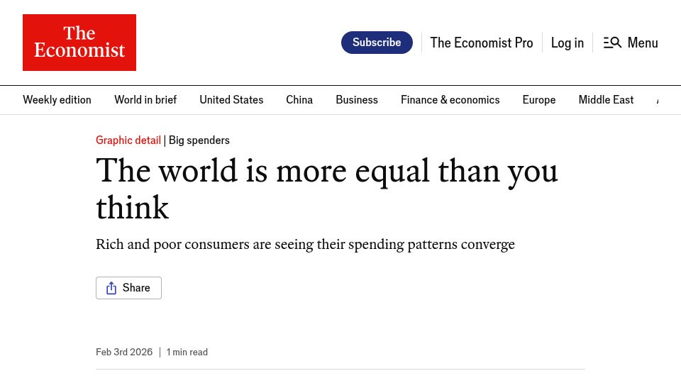 Screenshot of economist.com: The world is more equal than you think