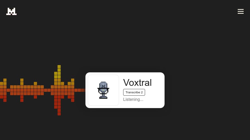 Screenshot of mistral.ai: Voxtral Transcribe 2
