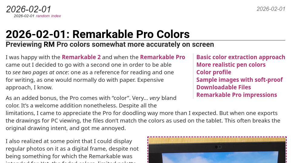 Screenshot of thregr.org: Remarkable Pro Colors