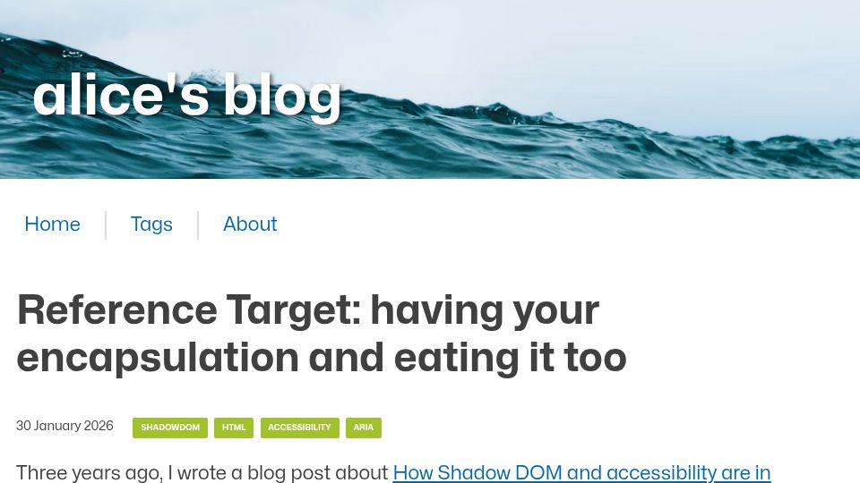 Screenshot of blogs.igalia.com: Reference Target: having your encapsulation and eating it too