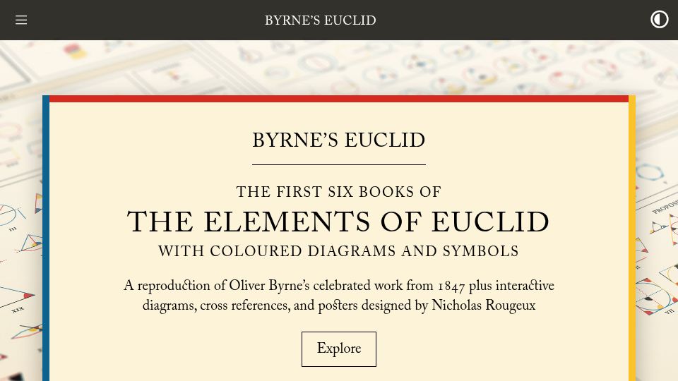 Screenshot of c82.net: An interactive version of Byrne's The Elements of Euclid (1847)