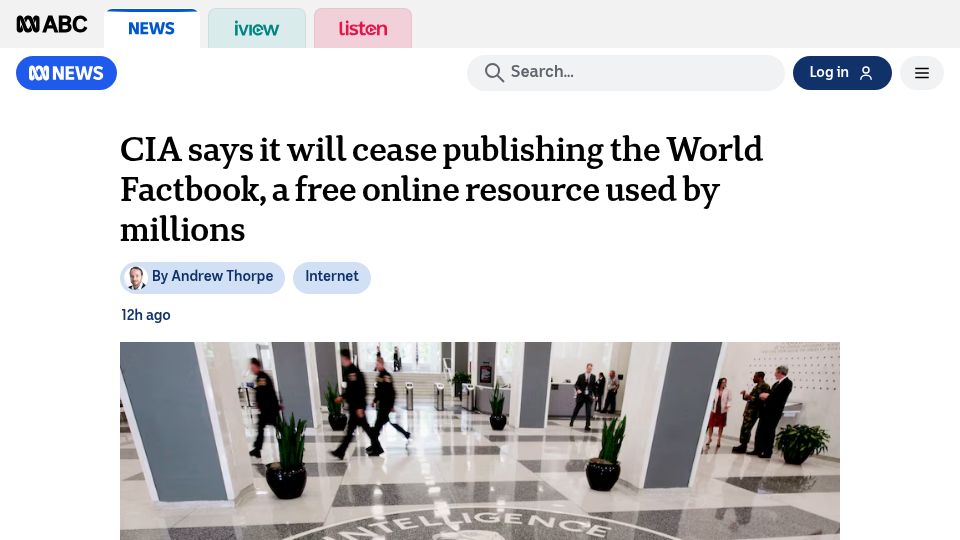 Screenshot of abc.net.au: CIA to Sunset the World Factbook