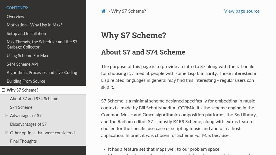 Screenshot of iainctduncan.github.io: Why S7 Scheme? (2020)