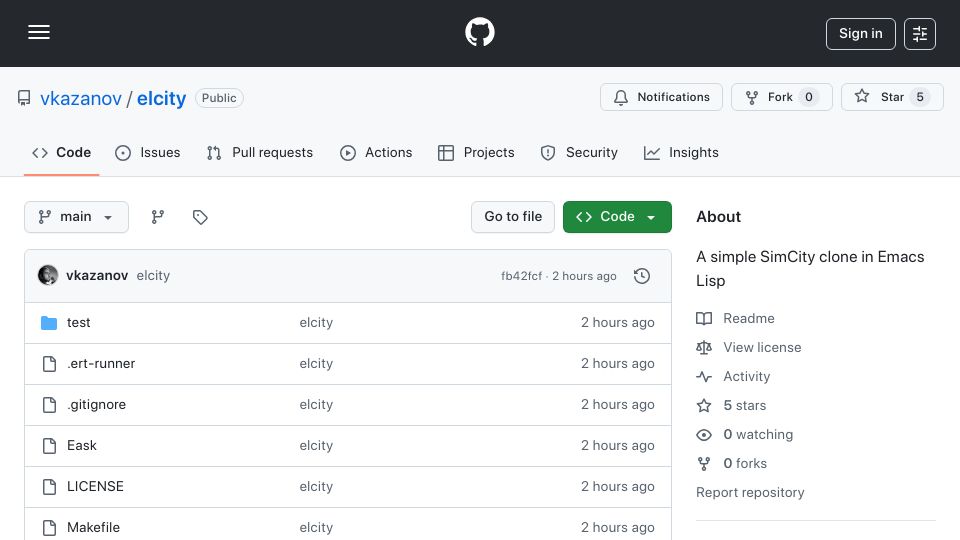 Screenshot of github.com: Show HN: Micropolis/SimCity Clone in Emacs Lisp