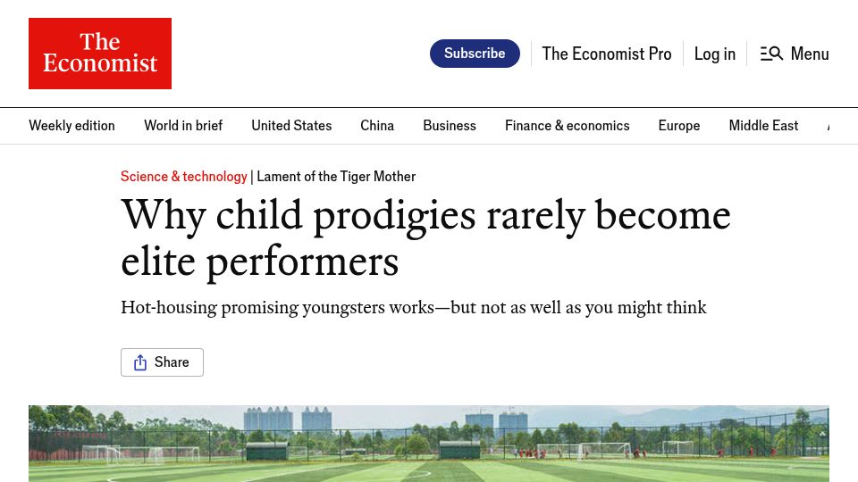 Screenshot of economist.com: Child prodigies rarely become elite performers