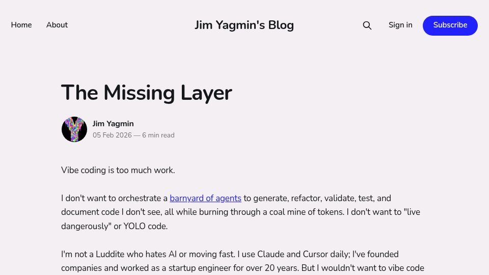 Screenshot of yagmin.com: The Missing Layer