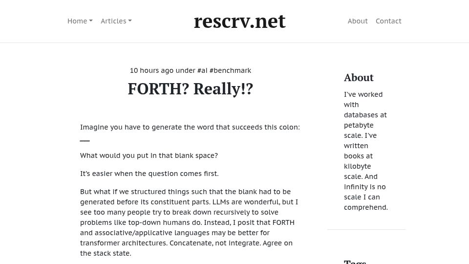 Screenshot of rescrv.net: FORTH? Really!?