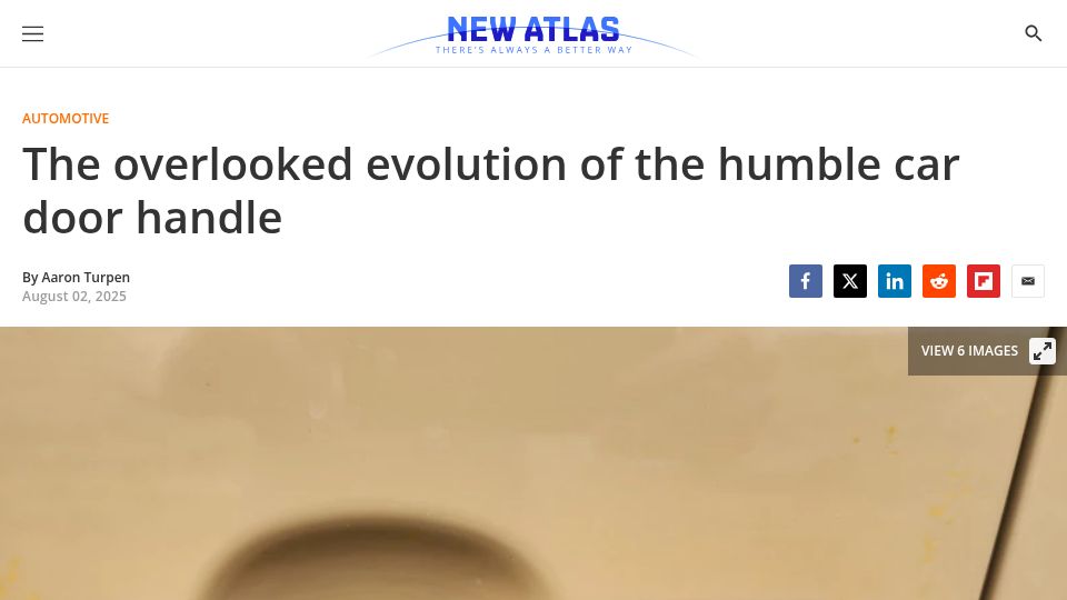 Screenshot of newatlas.com: Evolution of car door handles over the decades