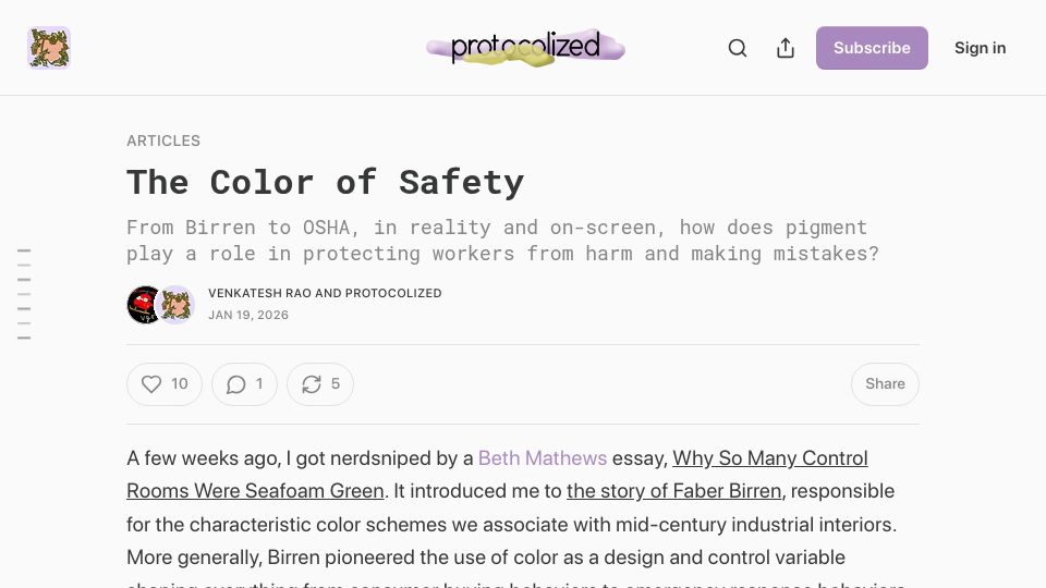 Screenshot of protocolized.summerofprotocols.com: The Color of Safety