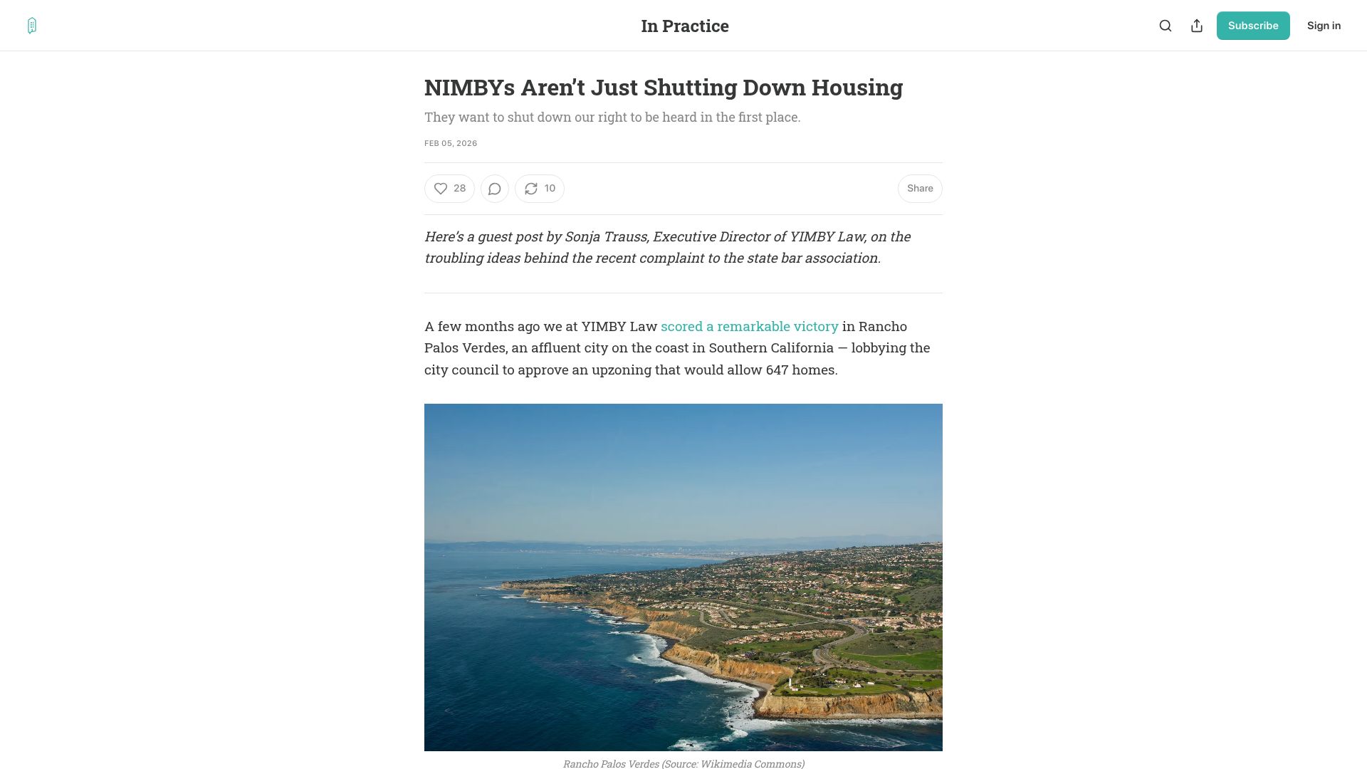 Screenshot of inpractice.yimbyaction.org: NIMBYs aren't just shutting down housing