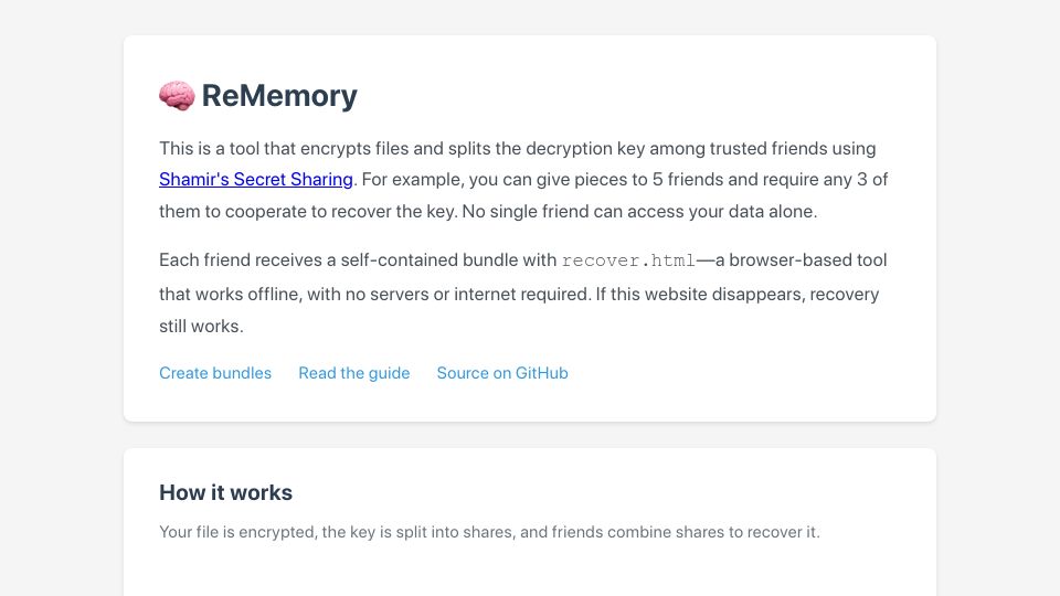 Screenshot of eljojo.github.io: Show HN: If you lose your memory, how to regain access to your computer?