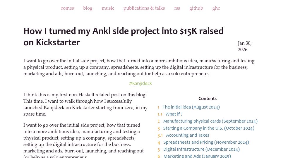 Screenshot of alt-romes.github.io: Launching My Side Project as a Solo Dev: The Walkthrough