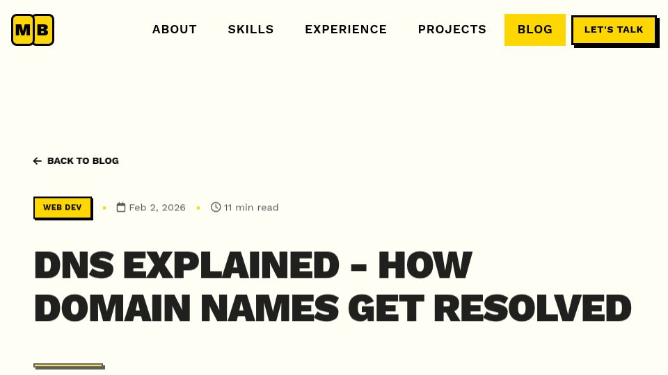 Screenshot of bhusalmanish.com.np: DNS Explained – How Domain Names Get Resolved