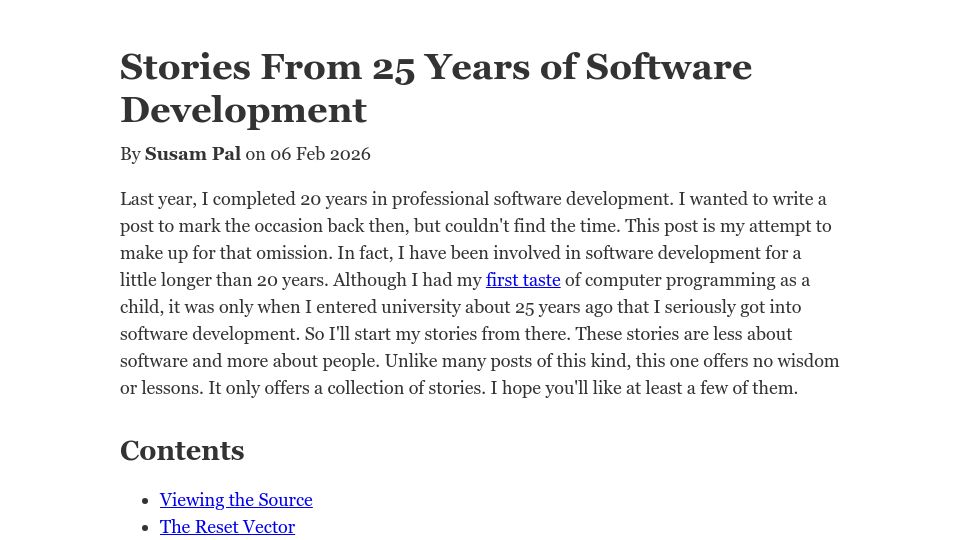 Screenshot of susam.net: Stories from 25 Years of Software Development
