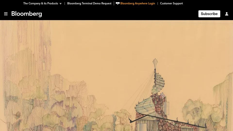 Screenshot of bloomberg.com: The Oklahoma Architect Who Turned Kitsch into Art