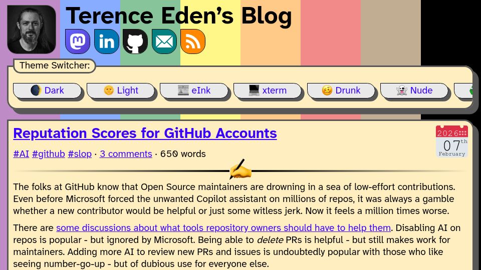 Screenshot of shkspr.mobi: Reputation Scores for GitHub Accounts
