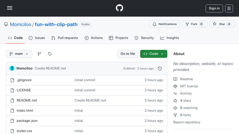 Screenshot of github.com: Show HN: I saw this cool navigation reveal, so I made a simple HTML+CSS version