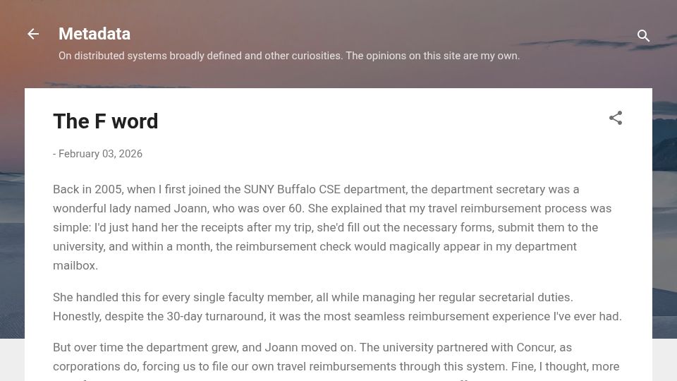 Screenshot of muratbuffalo.blogspot.com: The F Word