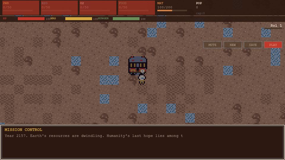 Screenshot of underhillgame.com: Show HN: I created a Mars colony RPG based on Kim Stanley Robinson’s Mars books