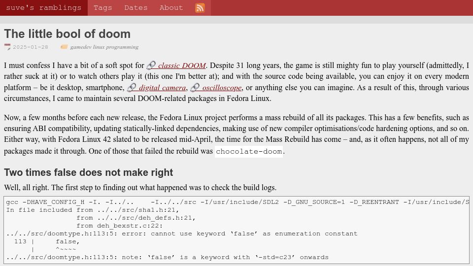 Screenshot of blog.svgames.pl: The Little Bool of Doom (2025)