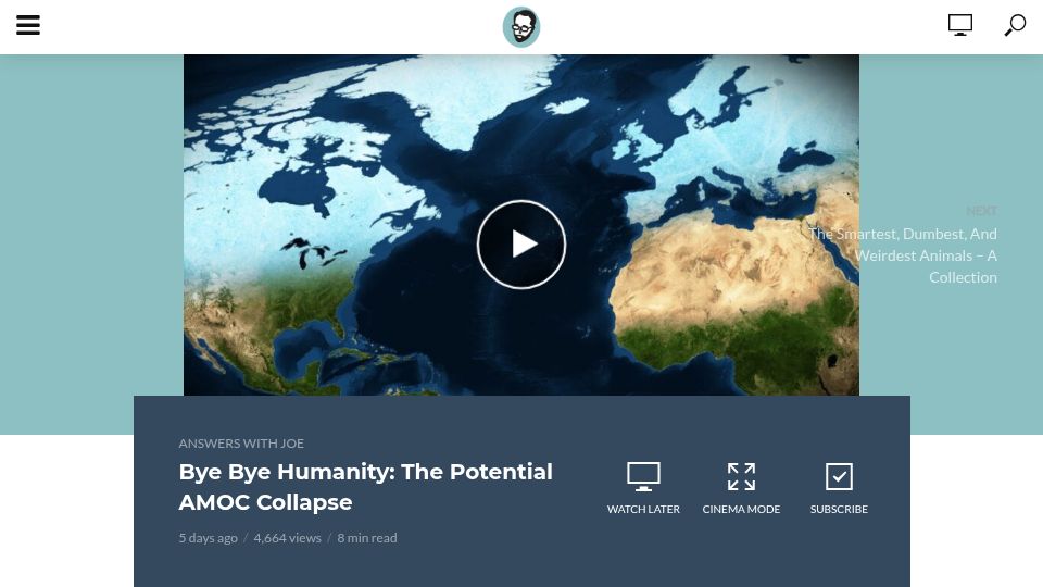 Screenshot of thatjoescott.com: Bye Bye Humanity: The Potential AMOC Collapse
