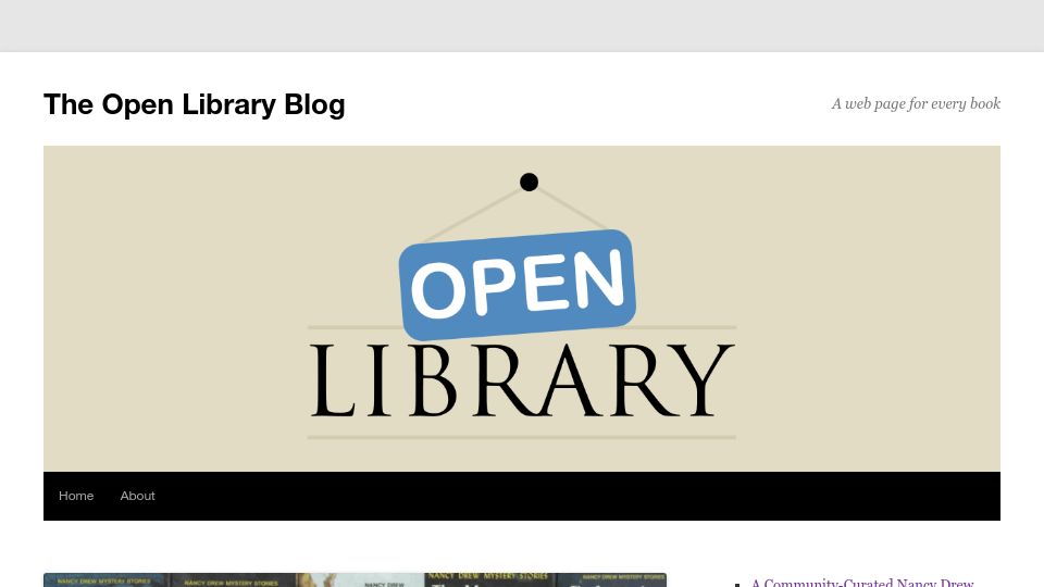Screenshot of blog.openlibrary.org: A Community-Curated Nancy Drew Collection