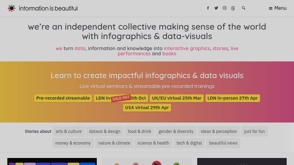 Screenshot of informationisbeautiful.net: Information Is Beautiful