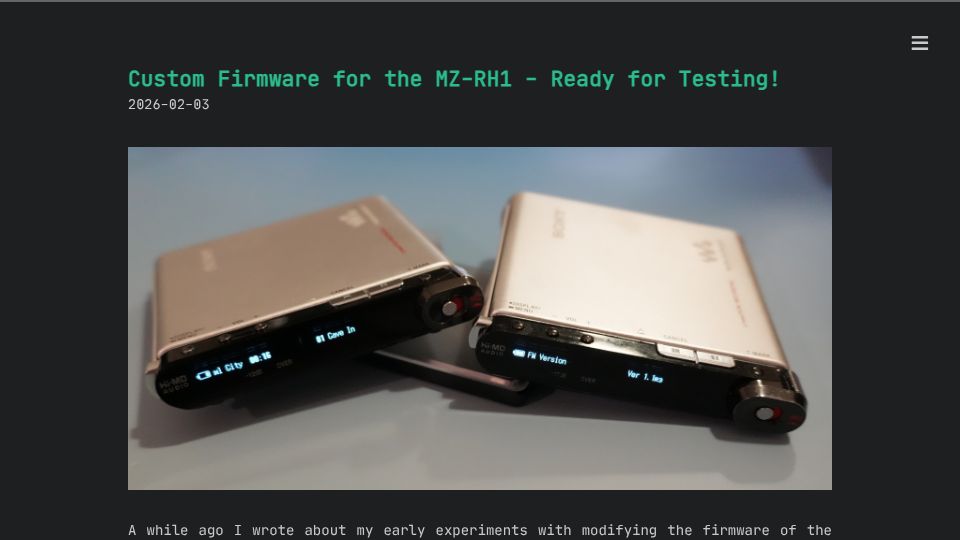 Screenshot of sir68k.re: Custom Firmware for the MZ-RH1 – Ready for Testing