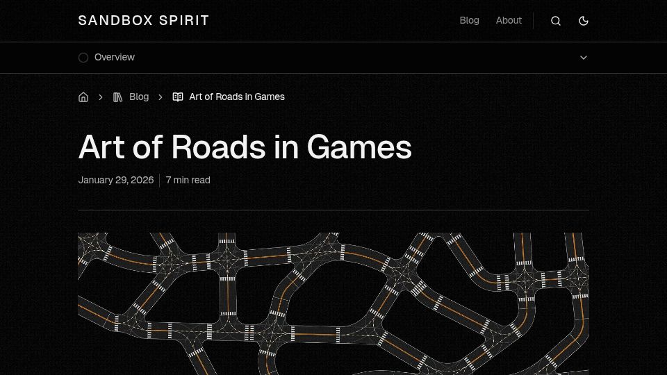 Screenshot of sandboxspirit.com: Art of Roads in Games