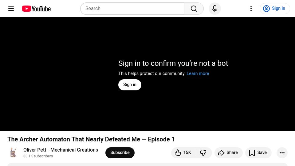 Screenshot of youtube.com: An articulated archer automaton [video]