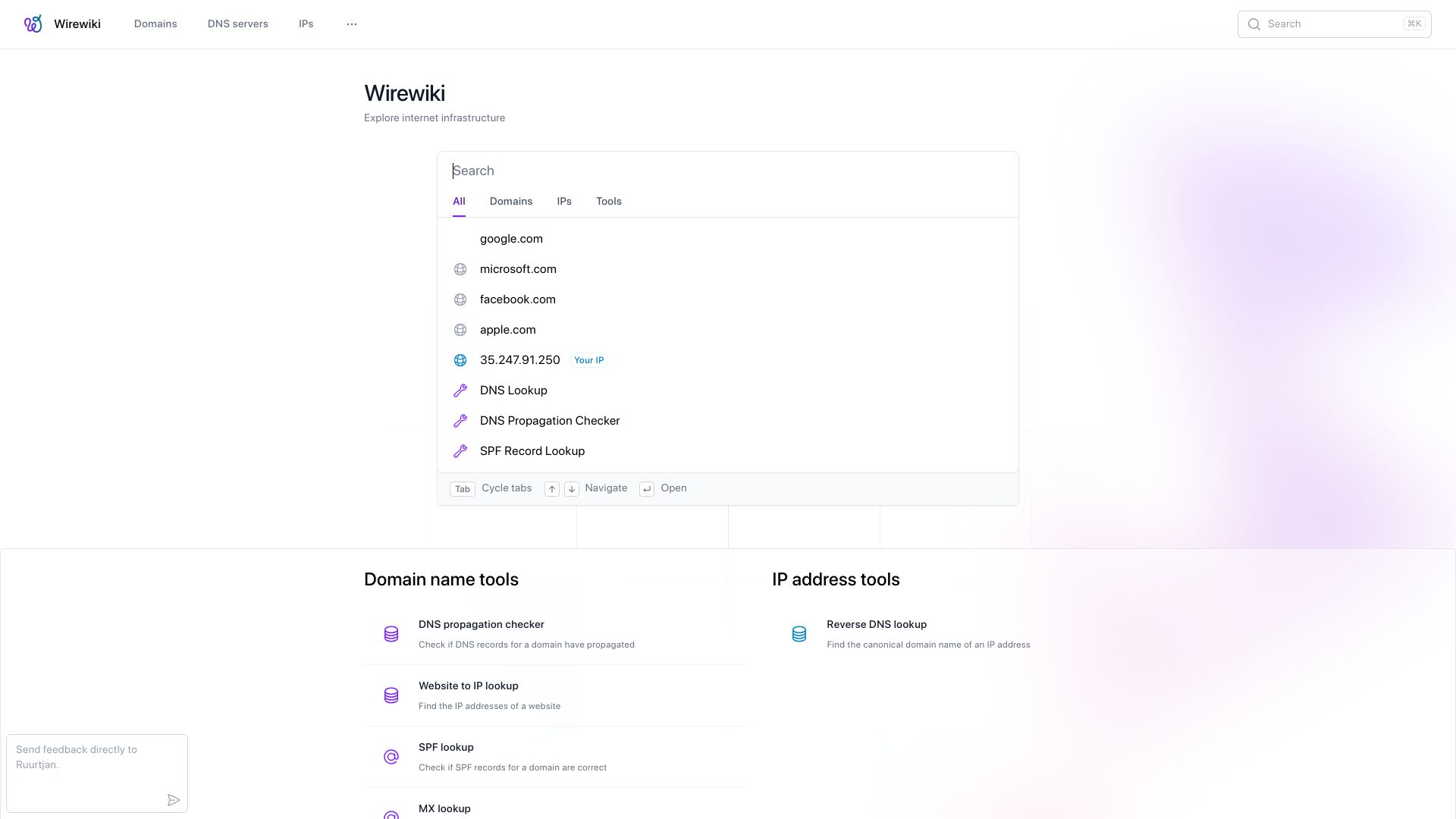 Screenshot of wirewiki.com: Show HN: Browse Internet Infrastructure