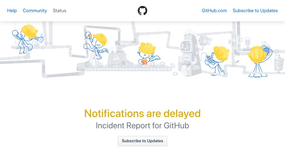 Screenshot of githubstatus.com: GitHub is down again