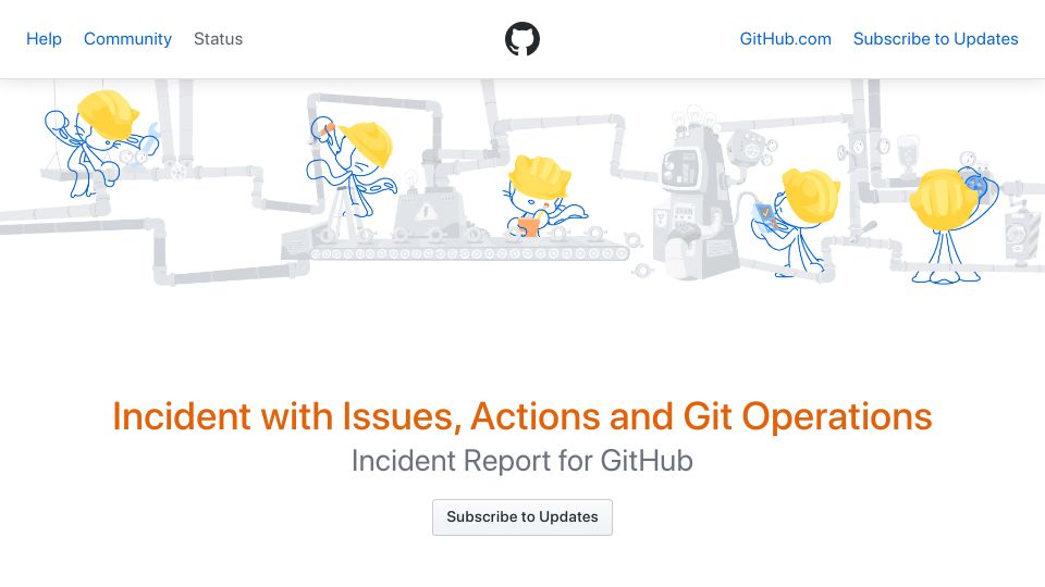 Screenshot of githubstatus.com: Another GitHub outage in the same day