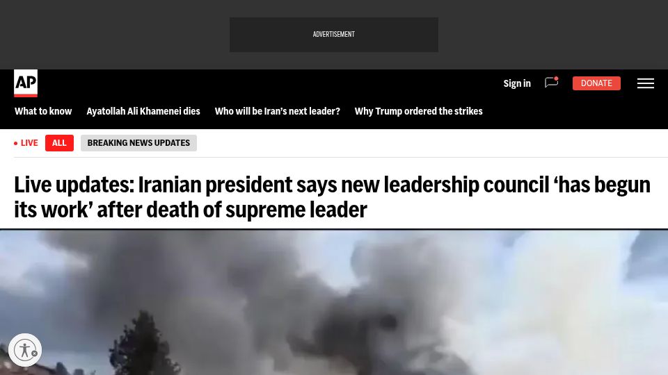 Screenshot of apnews.com: US Military says 3 service members have been killed