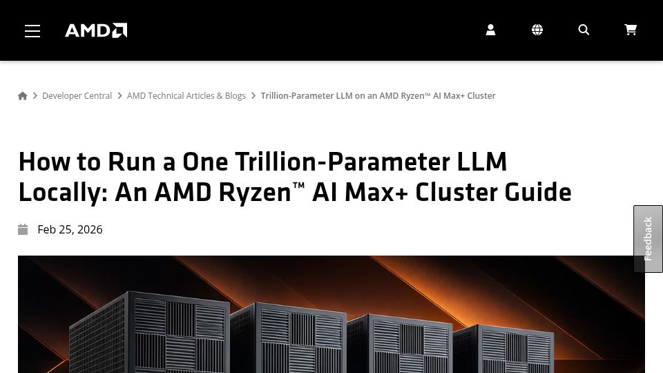 Screenshot of amd.com: Running a One Trillion-Parameter LLM Locally on AMD Ryzen AI Max+ Cluster