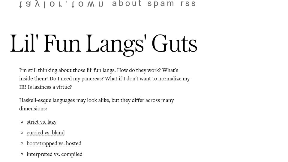 Screenshot of taylor.town: Lil' Fun Langs' Guts