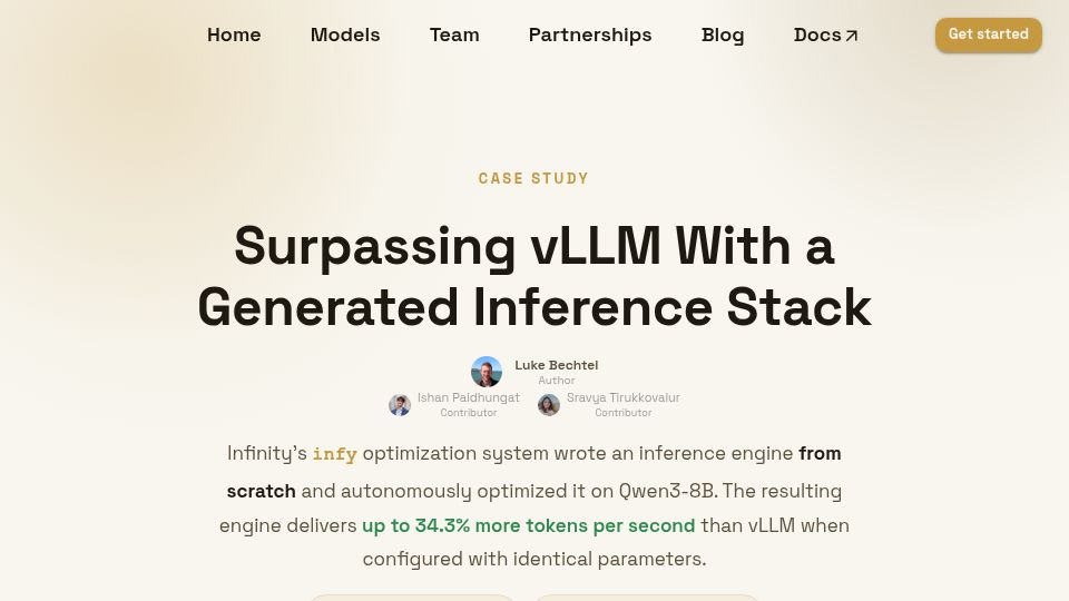 Screenshot of infinity.inc: Surpassing vLLM with a Generated Inference Stack