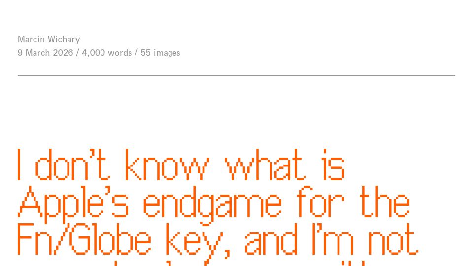 Screenshot of aresluna.org: I don't know Apple's endgame for the Fn/Globe key–or if Apple does