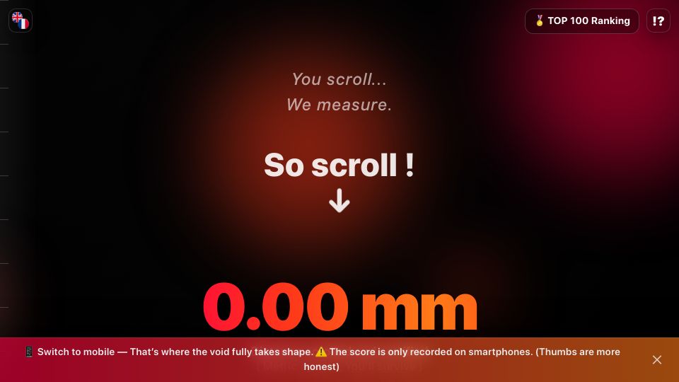 Screenshot of futile.ch: A useless infinite scroll experiment