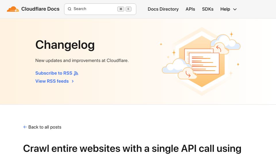 Screenshot of developers.cloudflare.com: Cloudflare crawl endpoint