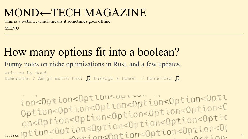 Screenshot of herecomesthemoon.net: How many options fit into a boolean?