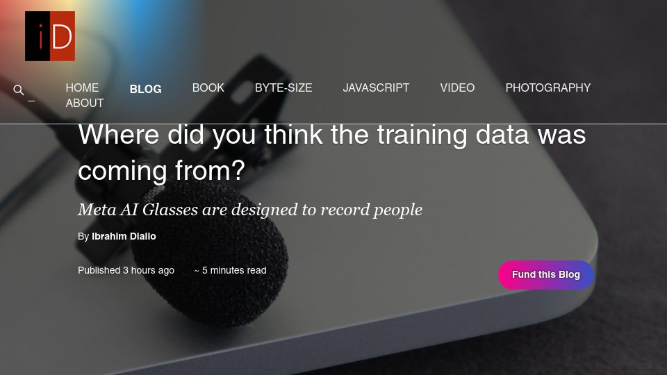 Screenshot of idiallo.com: Where did you think the training data was coming from?