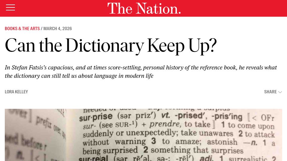 Screenshot of thenation.com: Can the Dictionary Keep Up?