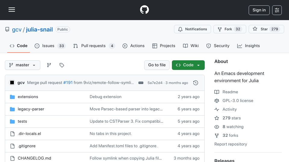 Screenshot of github.com: Julia Snail – An Emacs Development Environment for Julia Like Clojure's Cider