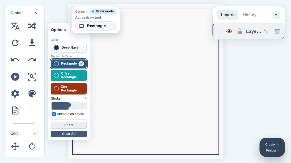 Screenshot of joha-app.pages.dev: Show HN: Joha – a free browser-based drawing playground with preset shape tools